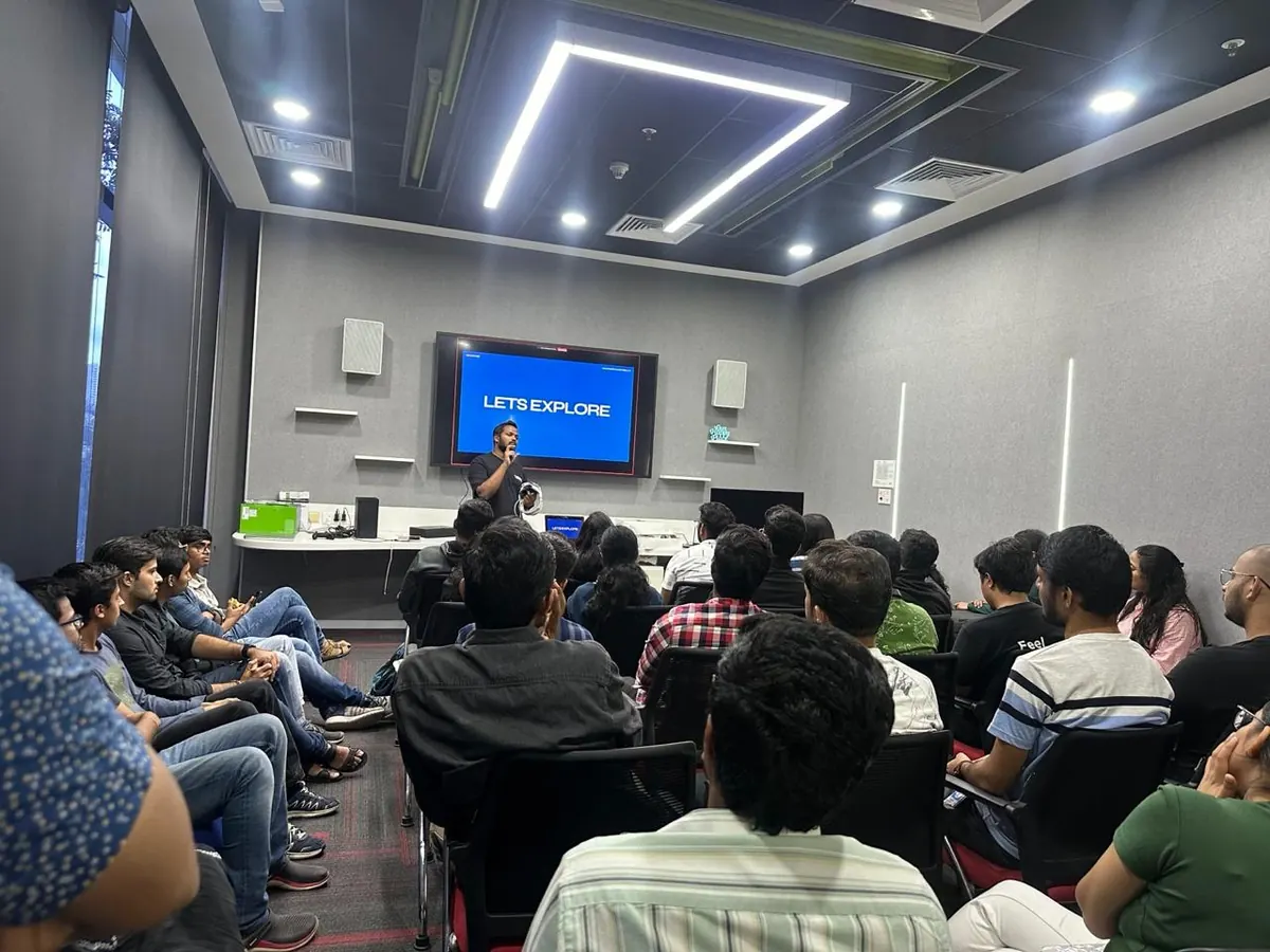 Tejj speaking on the future of mixed reality experiences at Reality Labs Garage
